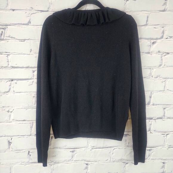 Madewell Sweater Womens M Tie-Neck Ruffle Pullover wool alpaca blend frilly - Picture 2 of 8